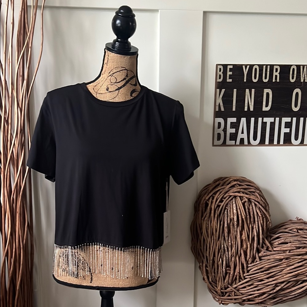 Joie Black Crop Short Sleeve T-Shirt